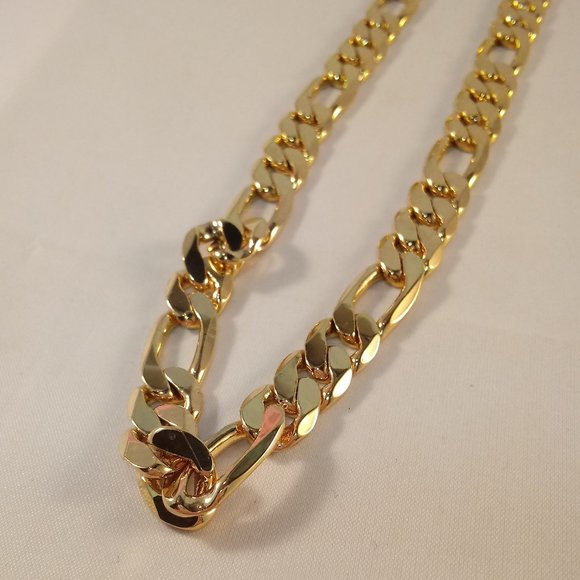 Men's 18K Yellow Gold Filled Figaro Chain Necklace  20" 10mm Gift Stamped MR - Picture 3 of 3